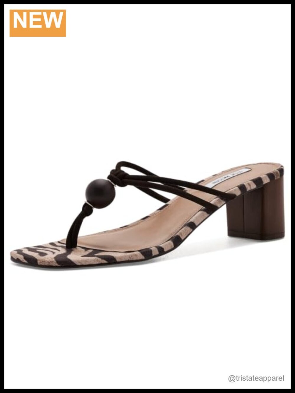 Leather Heeled Sandals with Knot Detail & Block Heel Square Toe